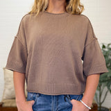 Exposed Seam Drop Shoulder Short Sleeve Pullover