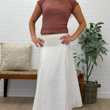 Eyelet Pattern Midi Skirt