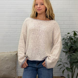 Boat Neck Contrast Trim Long Sleeve Knit Sweater