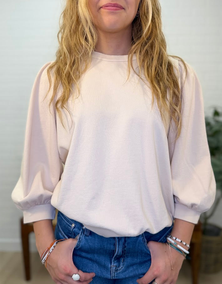 Puff Sleeve French Terry Top