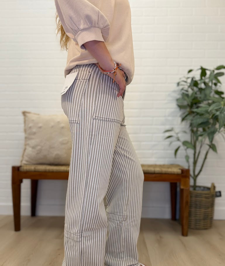 Super High Loose Fit Straight Striped Jeans