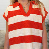 Textured Stripe Vneck Knit Top