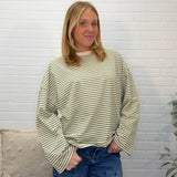 Striped Oversized L/s Knit Top