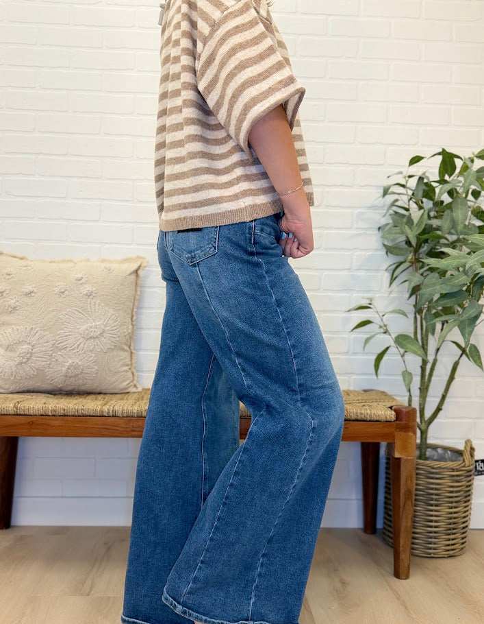 Mid Rise Wide Leg