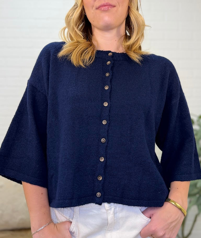 Button Down Knit Sweater Cardigan