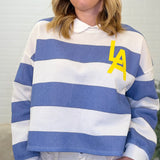 Long Sleeve Striped Polo Sweatshirt
