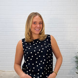 Sleeveless Woven Polka Dot Print Top