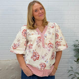 Bubble Sleeve Printed Top