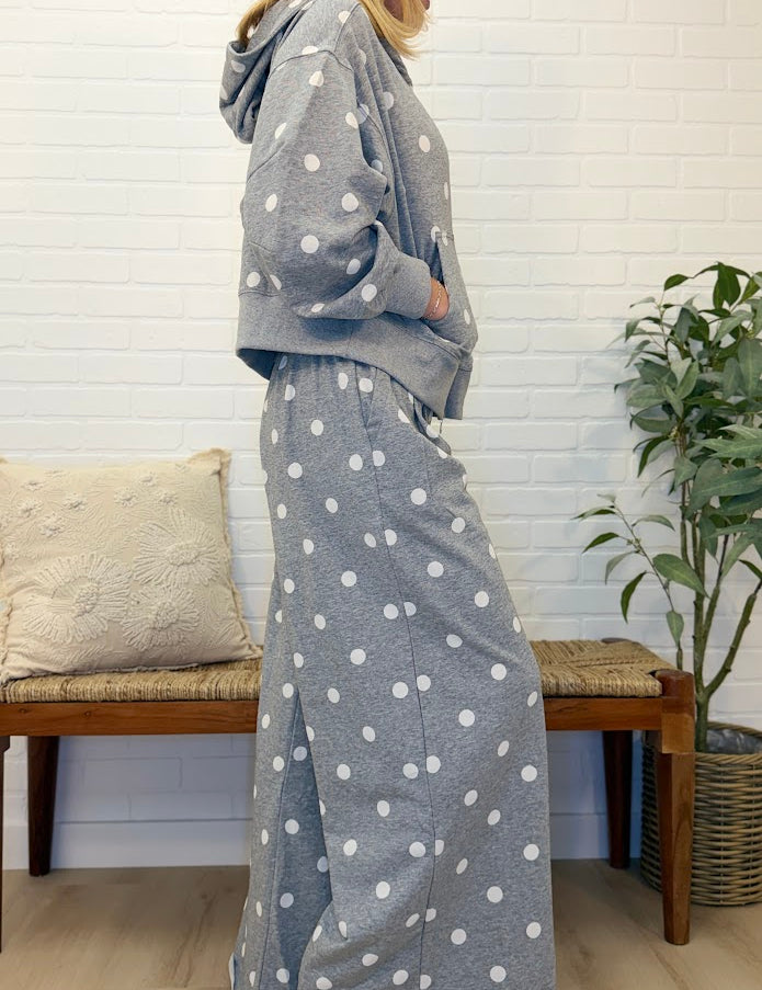 Polka Dot Print Zip Up Sweater