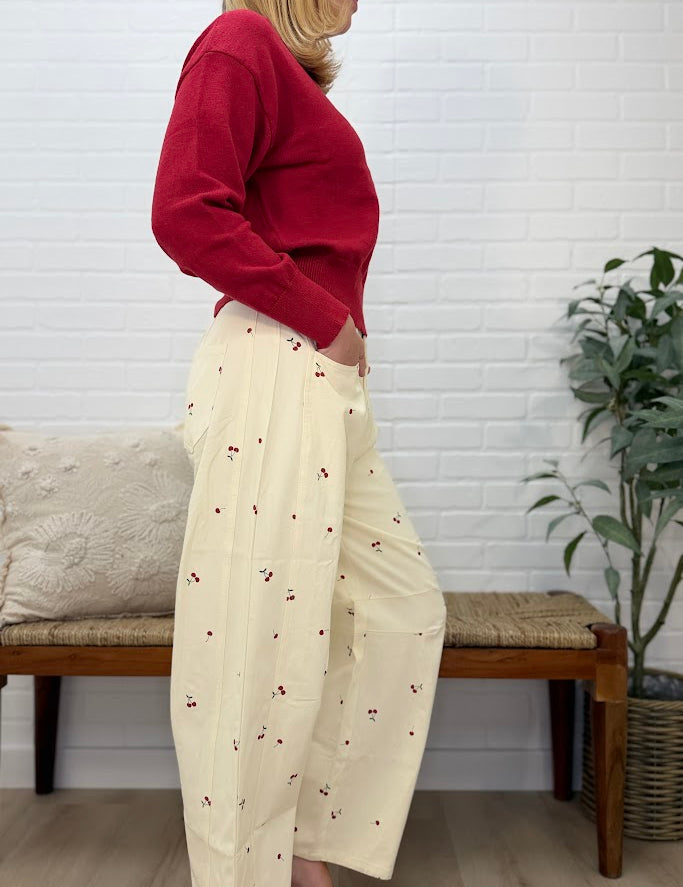 Cherry Print Pants
