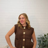 Gold Button Down Knit Sweater Vest