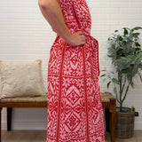 Floral Print Waist Tie Midi Dress