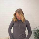 Pigment Dye Henley Long Sleeve Top