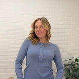 Pigment Dye Henley Long Sleeve Top