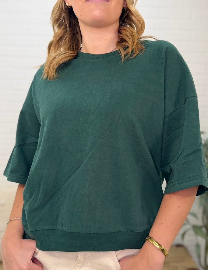 Washed Crew Neck Short Sleeve Top