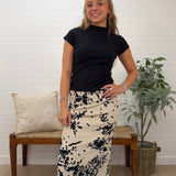 Contrast Velvet Print Maxi Skirt
