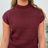 Mock Neck Extended Shoulder Knit Pullover Sweater