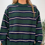 Multicolor Stripe Crew Neck Relaxed Knit Pullover