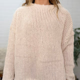 Mock Neck Long Sleeve Oversized Knit Sweater