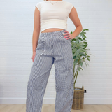 Stripe Pocket Detail Wide Leg Pants