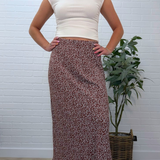Print Elastic Waist Midi Skirt