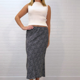 Print Elastic Waist Midi Skirt