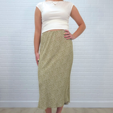 Print Elastic Waist Midi Skirt