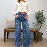 High Rise Wide Leg With Dot Print