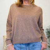 Contrast Trim Long Sleeve Sweater