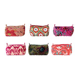 9l X 5-1/2h Quilted Cotton Velvet Zip Pouch, 6styles