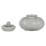 Ribbed Glass Jar W/ Lid