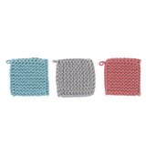 8 Square Cotton Crochet Pot Holder, 3colors