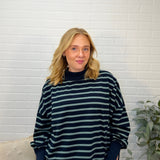 Striped Mock Neck Sweatshirt