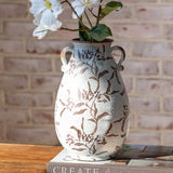 10 Br/wh Leaf Pattern Vase