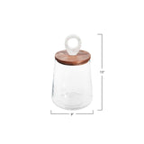 9 Rnd X 15h Glass Jar W Mango Wood & Marble Lid