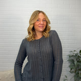 Pointelle Crochet Knit Ruffle Detail Button Up Cardigan