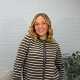 Long Sleeve Gold Button Down Striped Knit Sweater Cardigan