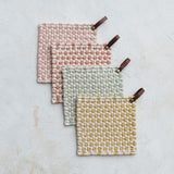 8 Sq Cotton Crocheted Pot Holder W Leather Loop,4 Styles