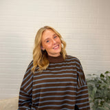 Striped Mock Neck Sweatshirt