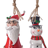 Mtl Santa/snowman W/glasses Bell 2 Asst