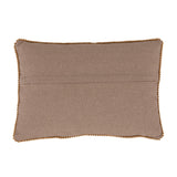 Cotton Corduroy Lumbar Pillow W Embroidery & Mini Pom Pom Trim