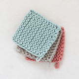8 Square Cotton Crochet Pot Holder, 3colors