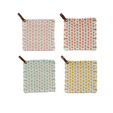 8 Sq Cotton Crocheted Pot Holder W Leather Loop,4 Styles