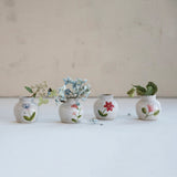 Stoneware Vase W Flower, Multi Color 4 Styles (eowv)