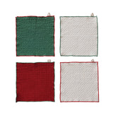 S/4 10-1/2" Square Cotton Dish Cloths W Colored Trim