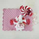 Hand-painted Ceramic Candy Shaped Plate Red & White