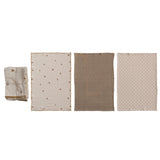 Cotton Tea Towels W Floral Embroidery/check Pattern
