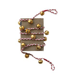 Metal Jingle Bell Garland W Red & White Braided Cord, Gold Finish
