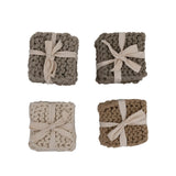 S/4 4 Square Crochet Cotton Coastersset Of 4, 4 Colors
