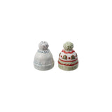 S/2 2-1/4"Rdx2-3/4"H Stoneware Beanie Hat S & P Shakers
